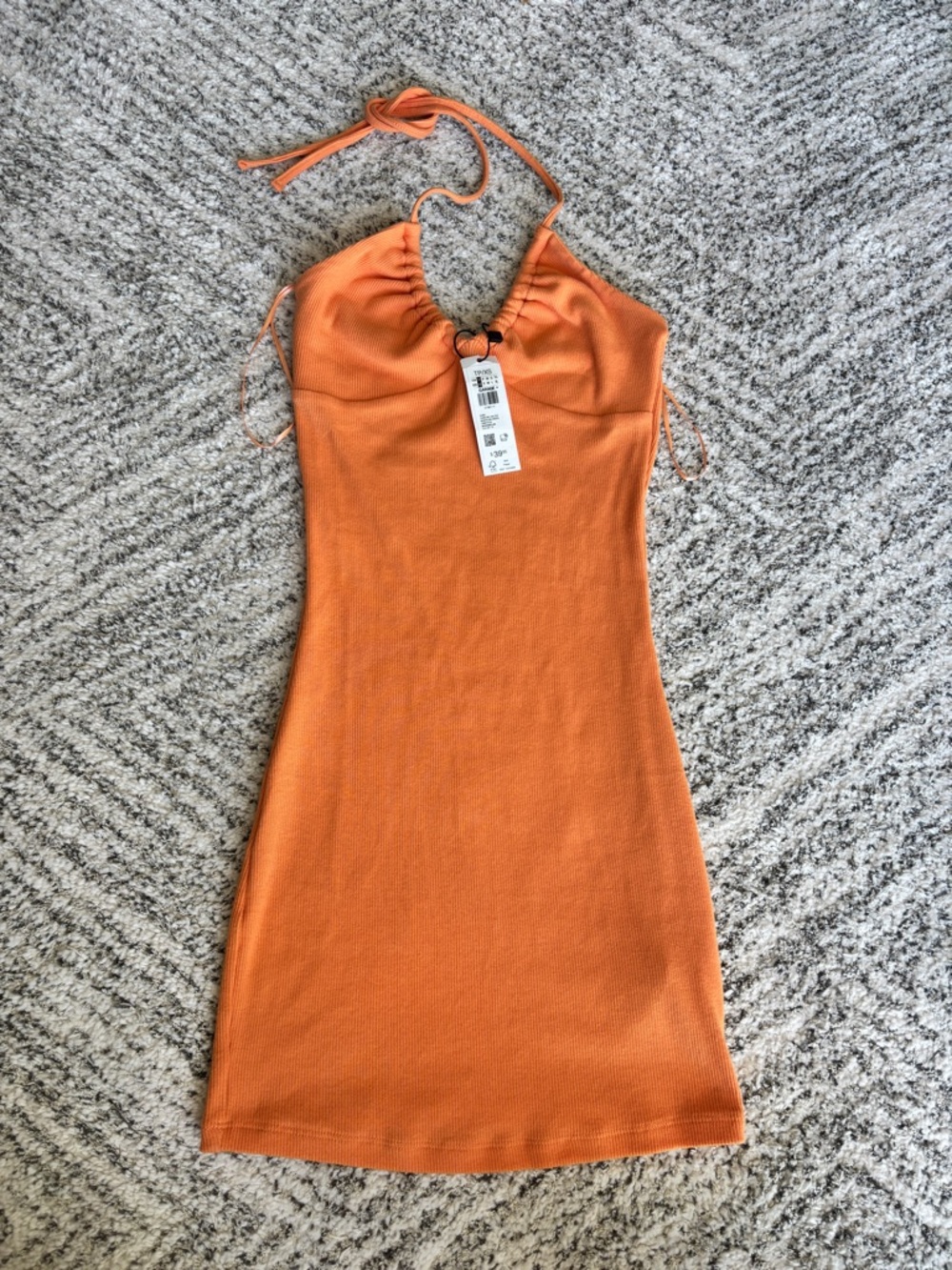 Garage Orange Halter Knit Mini Dress